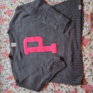 Victorias Secret Pink Knit Sweater Gray Large Rare